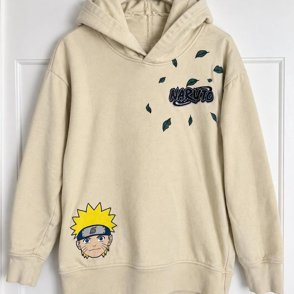 Naruto Team 7 Cream Graphic Hoodie — Kids Size 8